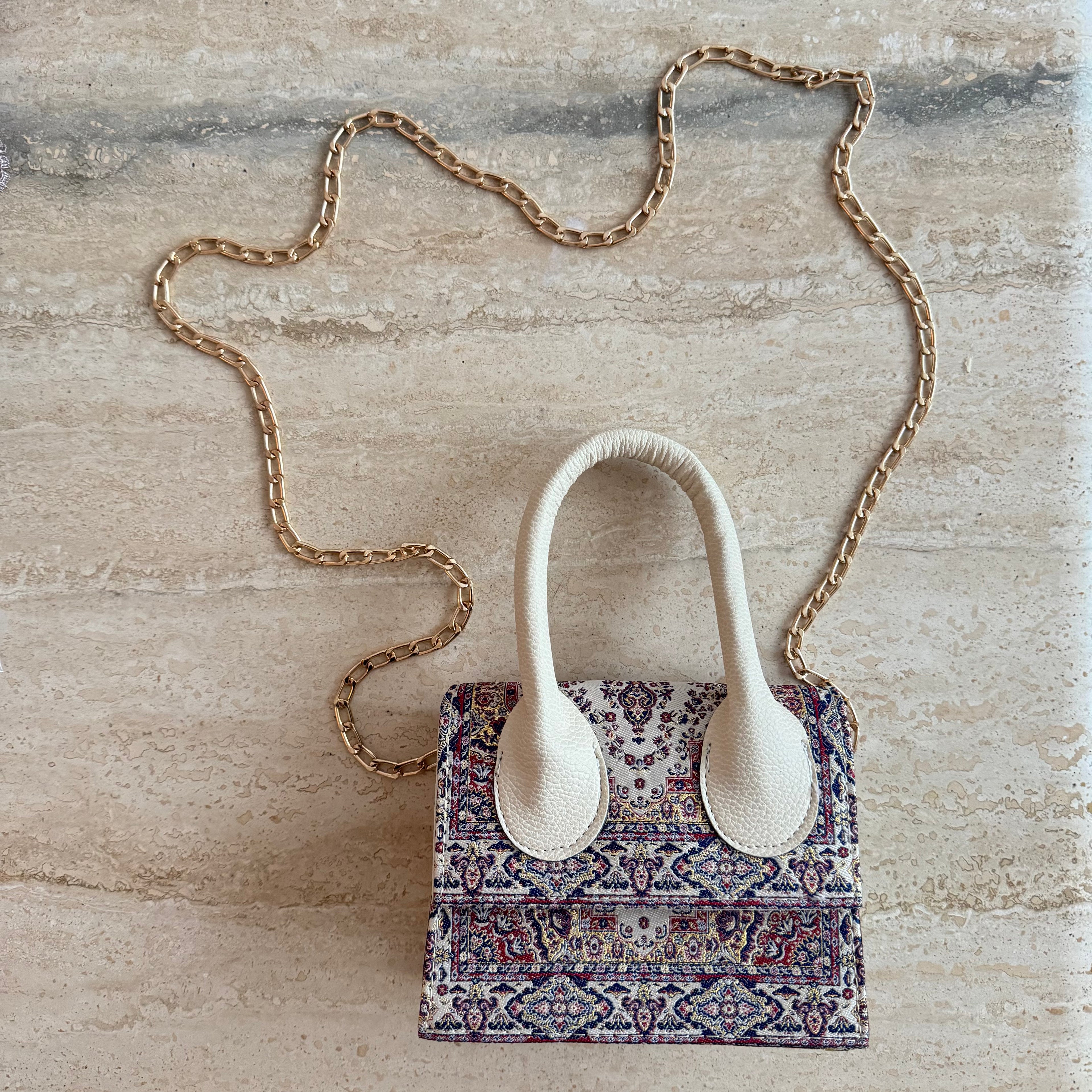 Tasche beige/rot